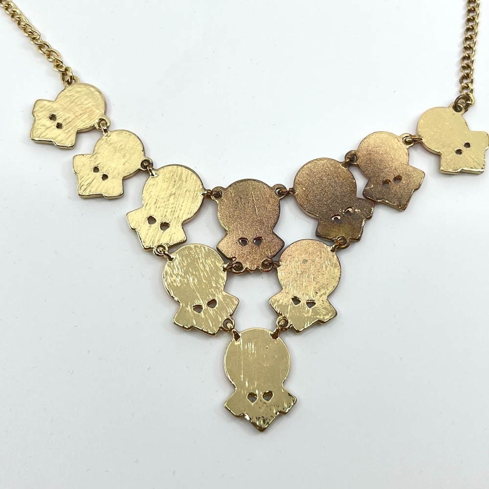 Vintage 80s Boho Geometric Statement Necklace Red Turquoise Color Gold Tone Bib - Picture 9 of 13